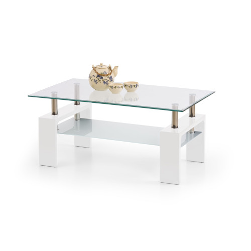 Coffee table DIANA INTRO with glass top and white MDF frame 100x60x45 DIOMMI V-CH-DIANA_INTRO-LAW-LAK-BIAŁY
