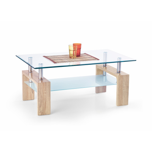 Coffee table DIANA INTRO with tempered glass top and MDF frame Sonoma oak color 100x60x45 DIOMMI V-CH-DIANA_INTRO-LAW-SONOMA