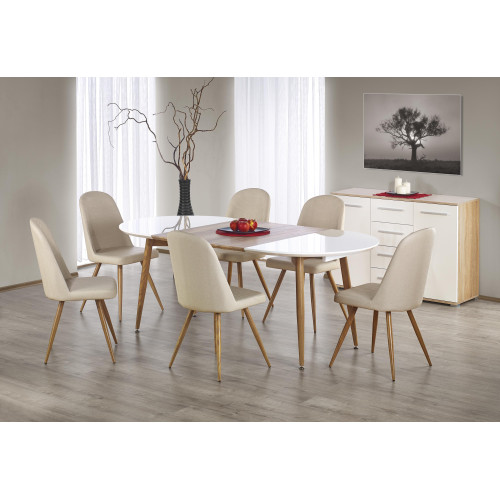 Extendable dining table EDWARD steel and mdf 120-200x100x75cm honey oak and white DIOMMI V-CH-EDWARD-ST-DĄB_MIODOWY