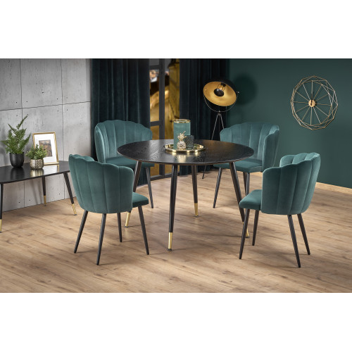 Round kitchen table EMBOS with black lacquered MDF top and black metal frame 120x75x120 DIOMMI V-CH-EMBOS-ST