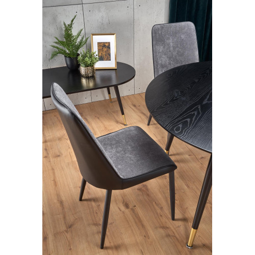 Round kitchen table EMBOS with black lacquered MDF top and black metal frame 120x75x120 DIOMMI V-CH-EMBOS-ST