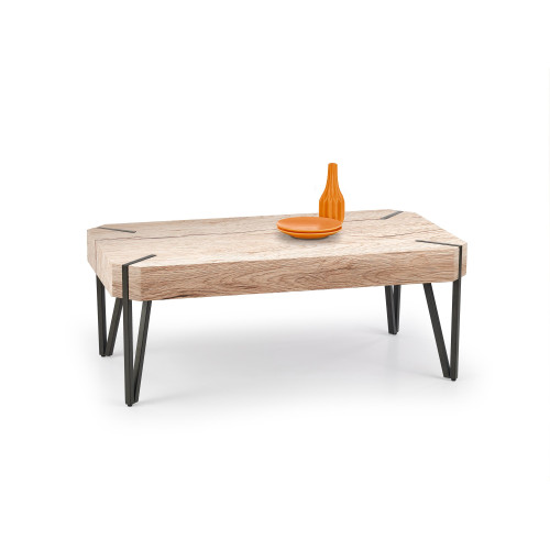 Coffee table EMILY with MDF top and San Remo oak veneer and black metal frame 110x60x42 DIOMMI V-CH-EMILY-LAW-DĄB_SAN_REMO