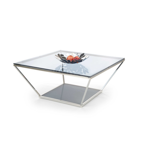 Coffee table FABIOLA stainless steel and glass 100/100/45 color chrome DIOMMI V-CH-FABIOLA-LAW