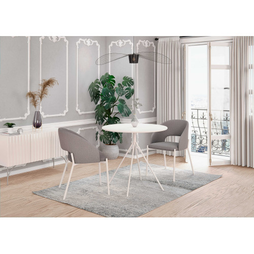 Kitchen table FONDI with MDF top in white and white metal frame 80x75x80 DIOMMI V-CH-FONDI-ST-BIAŁY