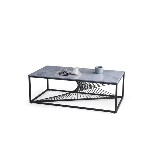 Coffee table INFINITY 2 stone and steel 120x60x45cm gray marble and black DIOMMI V-CH-INFINITY_2-LAW