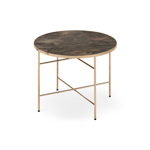 Coffee table ISABELLE glass and steel 60x45cm dark marble and champagne DIOMMI V-CH-ISABELLE-LAW