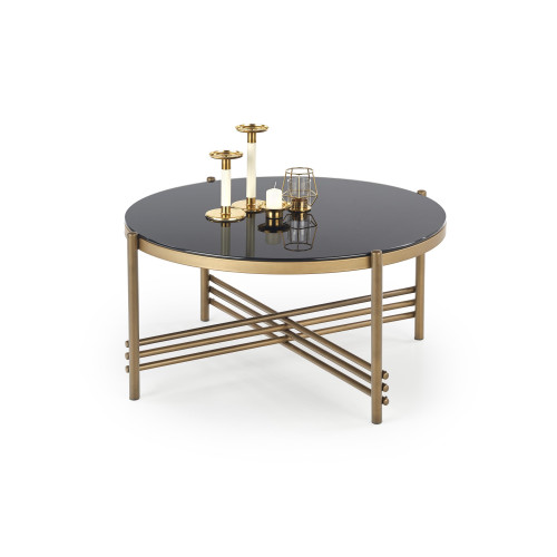Coffee table glass black with gold ISMENA 80x80x41 DIOMMI 60-20887
