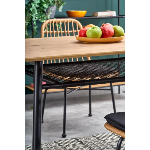 Dining table JACKSON made of MDF and metal 160x90x77cm golden oak and black DIOMMI V-CH-JACKSON-ST