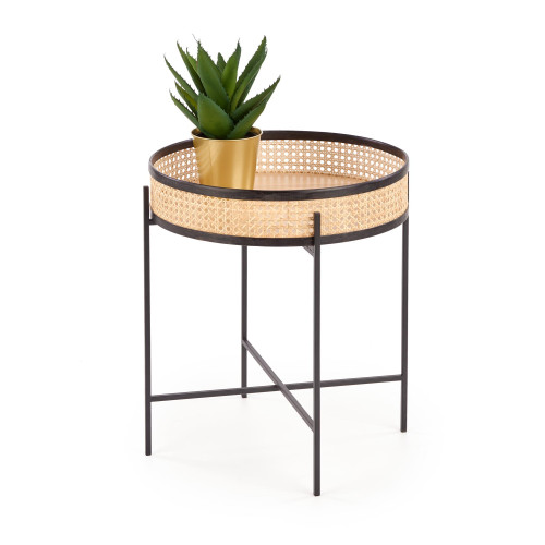 Coffee table LANIPA rattan and metal 50x55 cm natural and black DIOMMI V-CH-LANIPA-LAW