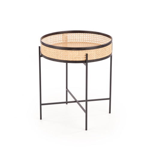 Coffee table LANIPA rattan and metal 50x55 cm natural and black DIOMMI V-CH-LANIPA-LAW