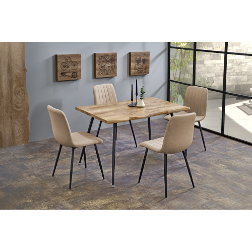 Kitchen table LARSON with oak-colored laminated MDF top and black metal frame 80x120x76 DIOMMI V-CH-LARSON-ST