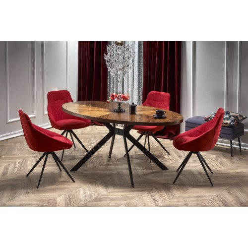 Dining table LOCARNO natural veneer + mdf and metal 170x90x75cm walnut and black DIOMMI V-CH-LOCARNO-ST