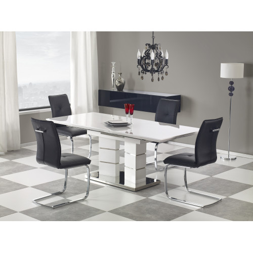 Extendable dining table LORD steel and MDF 160-200x90x75cm white color DIOMMI V-CH-LORD-ST-BIAŁY