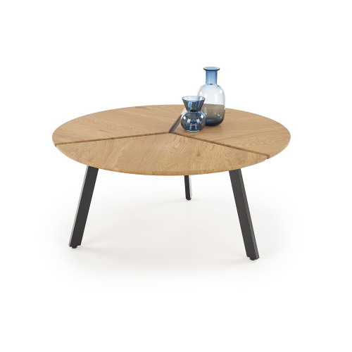 Round coffee table LUANA metal and mdf 86x40cm golden oak and black DIOMMI V-CH-LUANA-LAW