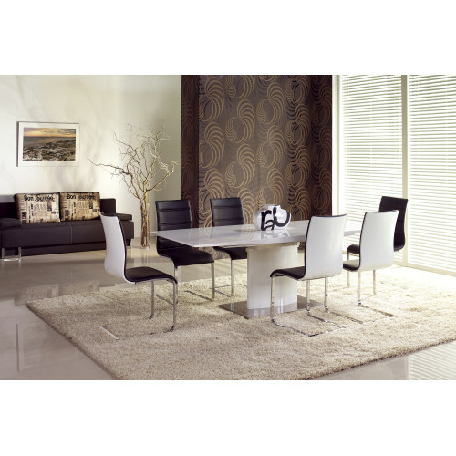 Dining table MARCELLO laminated mdf and chromed steel 180÷220x90x76 cm white color DIOMMI V-CH-MARCELLO-ST