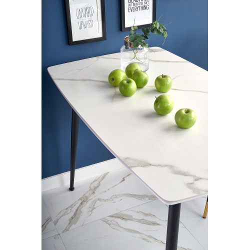 Kitchen table MARCO glass mdf and metal 120x70x74cm marble and black black DIOMMI V-CH-MARCO-ST