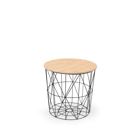 Coffee table MARIFFA natural veneer mdf and steel 42x41cm black and natural DIOMMI V-CH-MARIFFA-LAW-CZARNY/NATURALNY