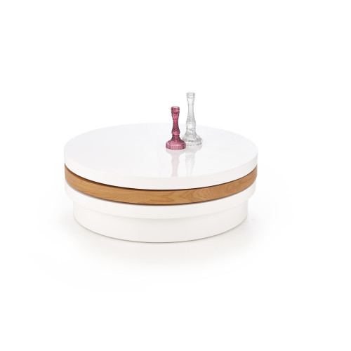 Coffee table MICHELLE lacquered and laminated MDF 80x27cm white and golden oak DIOMMI V-CH-MICHELLE-LAW-DĄB_ZŁOTY