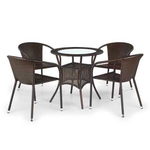 Round table MIDAS synthetic rattan and glass 74x74cm brown DIOMMI V-CH-MIDAS-ST