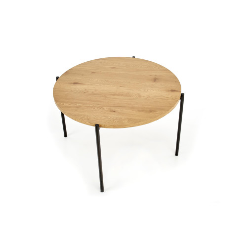 Round table MORGAN laminated MDF and metal 120x76cm golden oak and black DIOMMI V-CH-MORGAN-ST