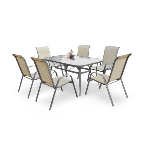 Glass outdoor table with gray metal frame MOSLER 150x90x72 DIOMMI 60-21573