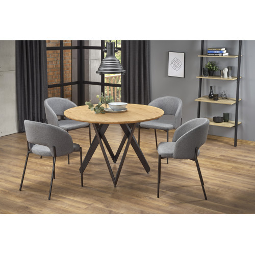 Round dining table MOZAMBIK laminated MDF and steel 120x75cm golden oak and black DIOMMI V-CH-MOZAMBIK-ST