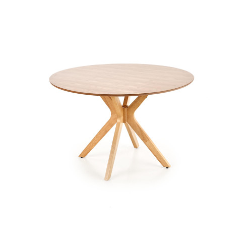 Round kitchen table NICOLAS with MDF and veneer top and wooden frame in natural oak color 120x77x120 DIOMMI V-CH-NICOLAS-ST