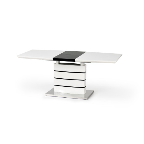 Extendable dining table NORD lacquered MDF 140-180x80x76cm white and black table DIOMMI V-CH-NORD-ST