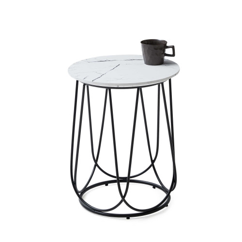Coffee table NUBIRA S mdf and steel 40x51cm marble and black DIOMMI V-CH-NUBIRA_S-LAW-BIAŁY