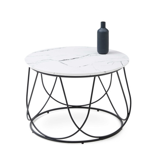 Coffee table NUBIRA mdf and steel 60x41cm marble and black DIOMMI V-CH-NUBIRA-LAW-BIAŁY