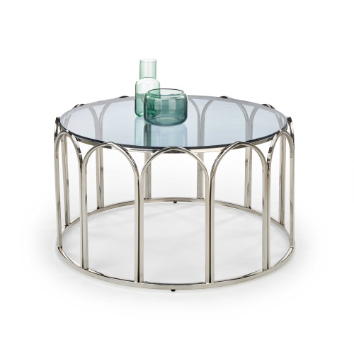 Coffee table OLIVIA glass and steel 81x47cm smoked glass and chrome DIOMMI V-CH-OLIVIA-LAW