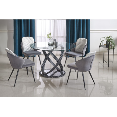 Рound table OPTICO  glass and steel 122x77cm black DIOMMI V-CH-OPTICO-ST