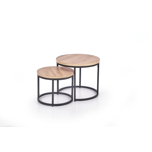 Set of coffee tables OREO laminated mdf and metal 53x45cm - 43x35cm san remo oak and black DIOMMI V-CH-OREO-LAW-DĄB_SAN_REMO