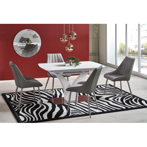 Extendable dining table PALERMO lacquered mdf and steel 140-180x80x75cm white DIOMMI V-CH-PALERMO-ST