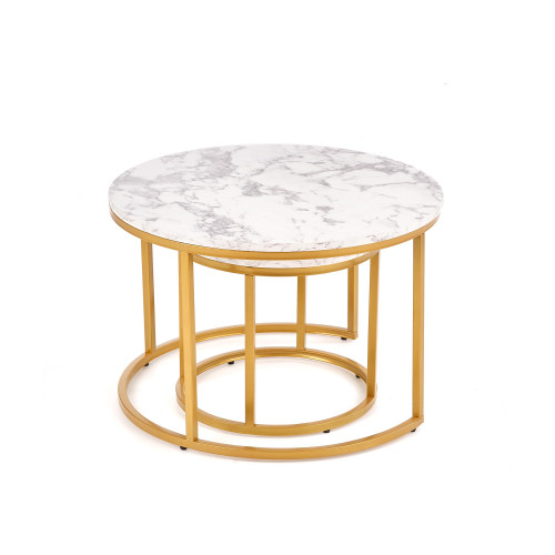 Set of coffee tables PAOLA laminated mdf and steel 60x40 - 38x34cm marble and gold DIOMMI V-CH-PAOLA-LAW-ZŁOTY
