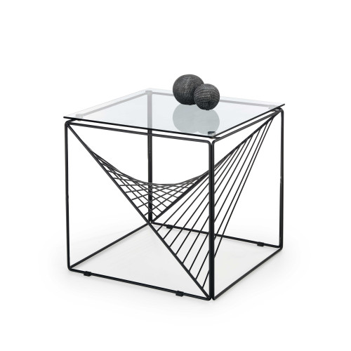 Coffee table PATO glass and steel 50x50x50cm black DIOMMI V-CH-PATO-LAW