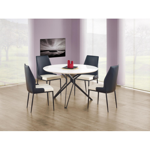 Round table PIXEL lacquered mdf and steel 120x76cm white and black DIOMMI V-CH-PIXEL-ST