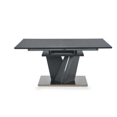Extendable dining table SALVADOR MDF and glass top and metal frame in dark gray color 90x(160-200)x77 DIOMMI V-CH-SALVADOR-ST