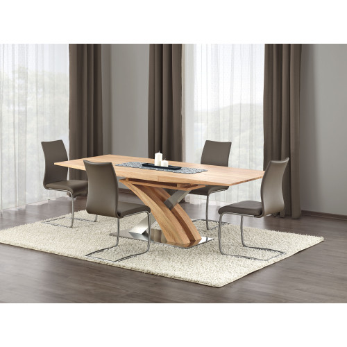 Extendable dining table SANDOR mdf and steel 160-220x90x75cm golden oak and chrome DIOMMI V-CH-SANDOR-ST-DĄB_ZŁOTY