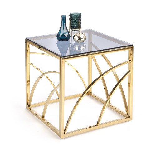 Coffee table UNIVERSE SQUARE with smoked glass top and gold metal frame 55x55x55 DIOMMI V-CH-UNIVERSE_KWADRAT-LAW-ZŁOTY