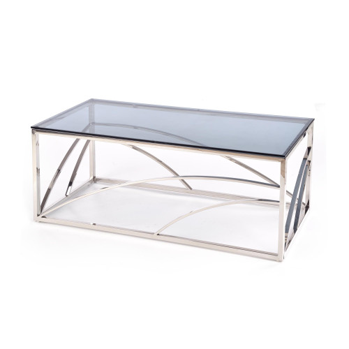 Coffee table UNIVERSE 2 from smoked glass and metal frame in silver color 120x60x45 DIOMMI V-CH-UNIVERSE-LAW-SREBRNY
