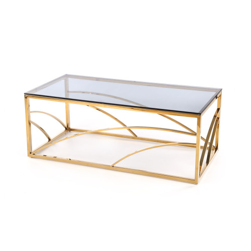 Coffee table UNIVERSE 2 from smoked glass and metal frame in gold color 120x60x45 DIOMMI V-CH-UNIVERSE-LAW-ZŁOTY