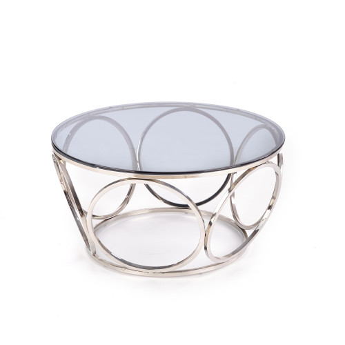 Coffee table VENUS with smoked glass top and silver metal frame 80x44x80 DIOMMI V-CH-VENUS-LAW