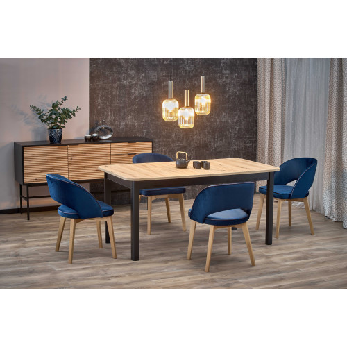 Extendable dining table FLORIAN with laminated board top and black MDF frame 90x(160-228)x78 DIOMMI V-PL-FLORIAN-ST-ARTISAN/CZARNY