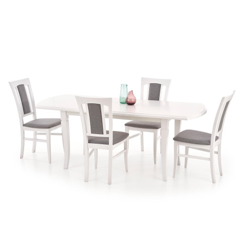 Extendable dining table FRYDERYK made of wooden laminated boards in white color 90x(160-240)x74 DIOMMI V-PL-FRYDERYK/240-ST-BIAŁY