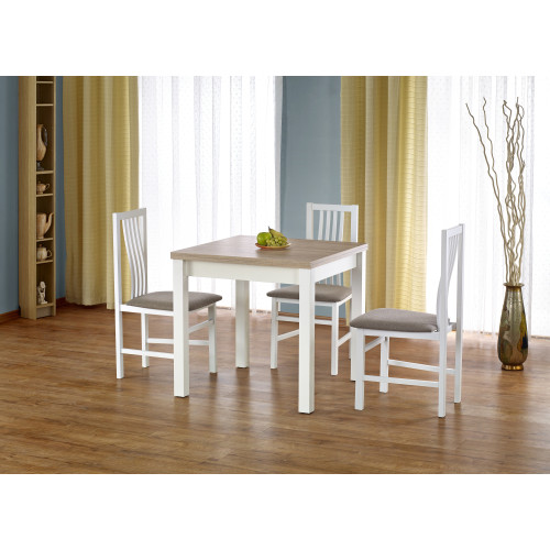 Extendable dining table GRACJAN with oak-colored pdch top and white MDF frame 80x(80-160)x76 DIOMMI V-PL-GRACJAN-ST-SONOMA/BIAŁY