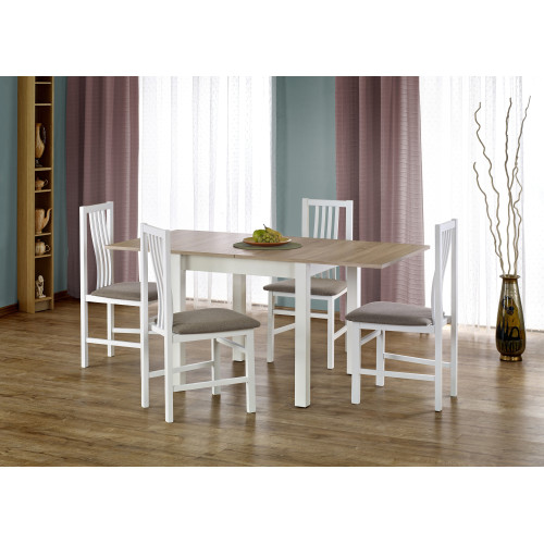 Extendable dining table GRACJAN with oak-colored pdch top and white MDF frame 80x(80-160)x76 DIOMMI V-PL-GRACJAN-ST-SONOMA/BIAŁY