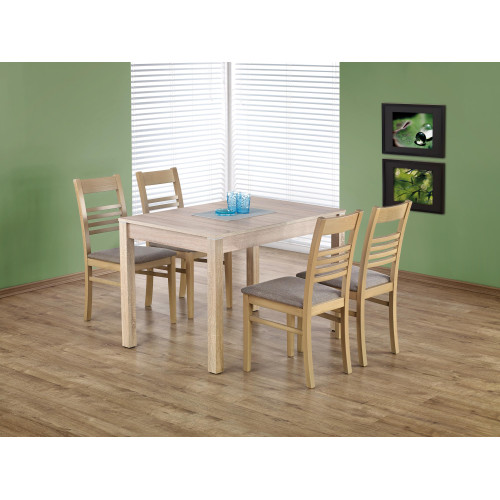 Extendable dining table MAURYCY made of laminated boards and MDF in oak sonoma color 75x(118-158)x76 DIOMMI V-PL-MAURYCY-ST-SONOMA