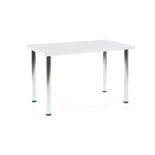 Kitchen table MODEX 2 with a top of laminated wooden board and chrome metal frame 68х120х75 DIOMMI V-PL-MODEX_120-BIAŁY