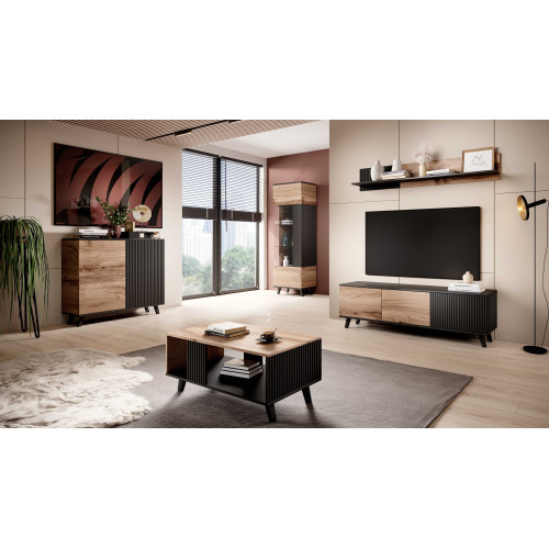 RANDOM P-1 hanging shelf, color: wotan oak/black DIOMMI V-PL-RANDOM-P-1